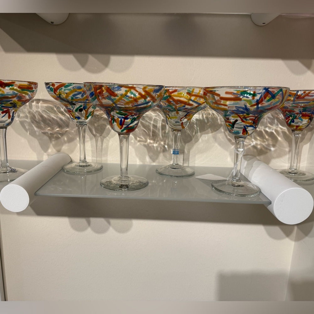 Pier 1 Handblown Glass Confetti Margarita Set